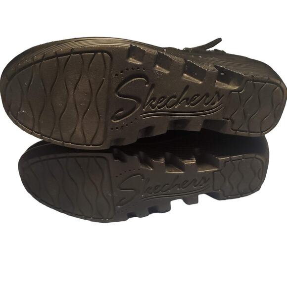 SKECHERS Size 8.5 Jumper Sweet Stud Shoes Black Suede Zip Ankle Sherpa Trim Boot - Picture 6 of 8